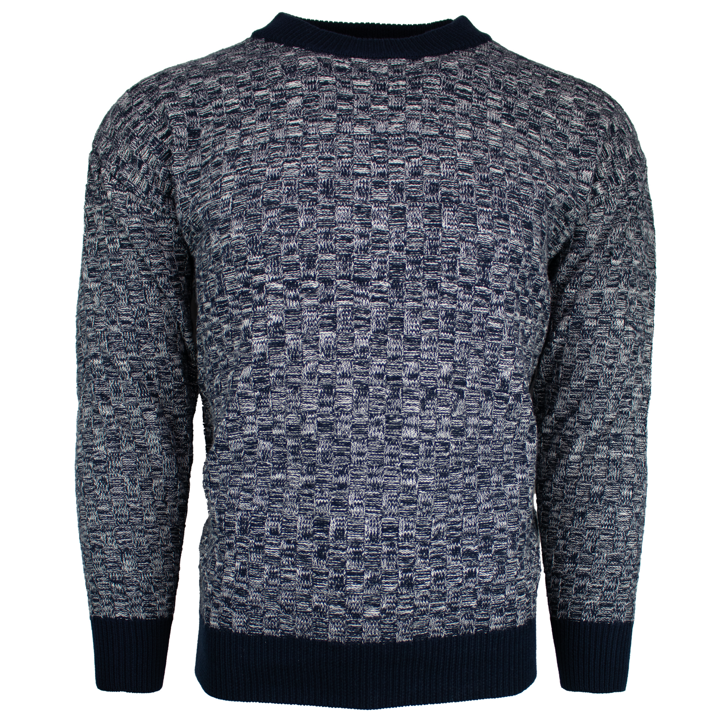Cable Crew Neck- Navy & Cream