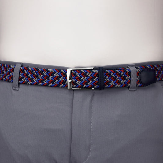 Cabernet, Navy, Royal Blue, & Grey Elastic Belt