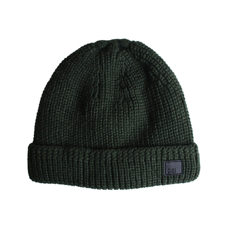Forest Green Cable Knit Fur Lined Beanie from DIBI