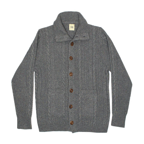 Grey Donegal Cardigan Sweater