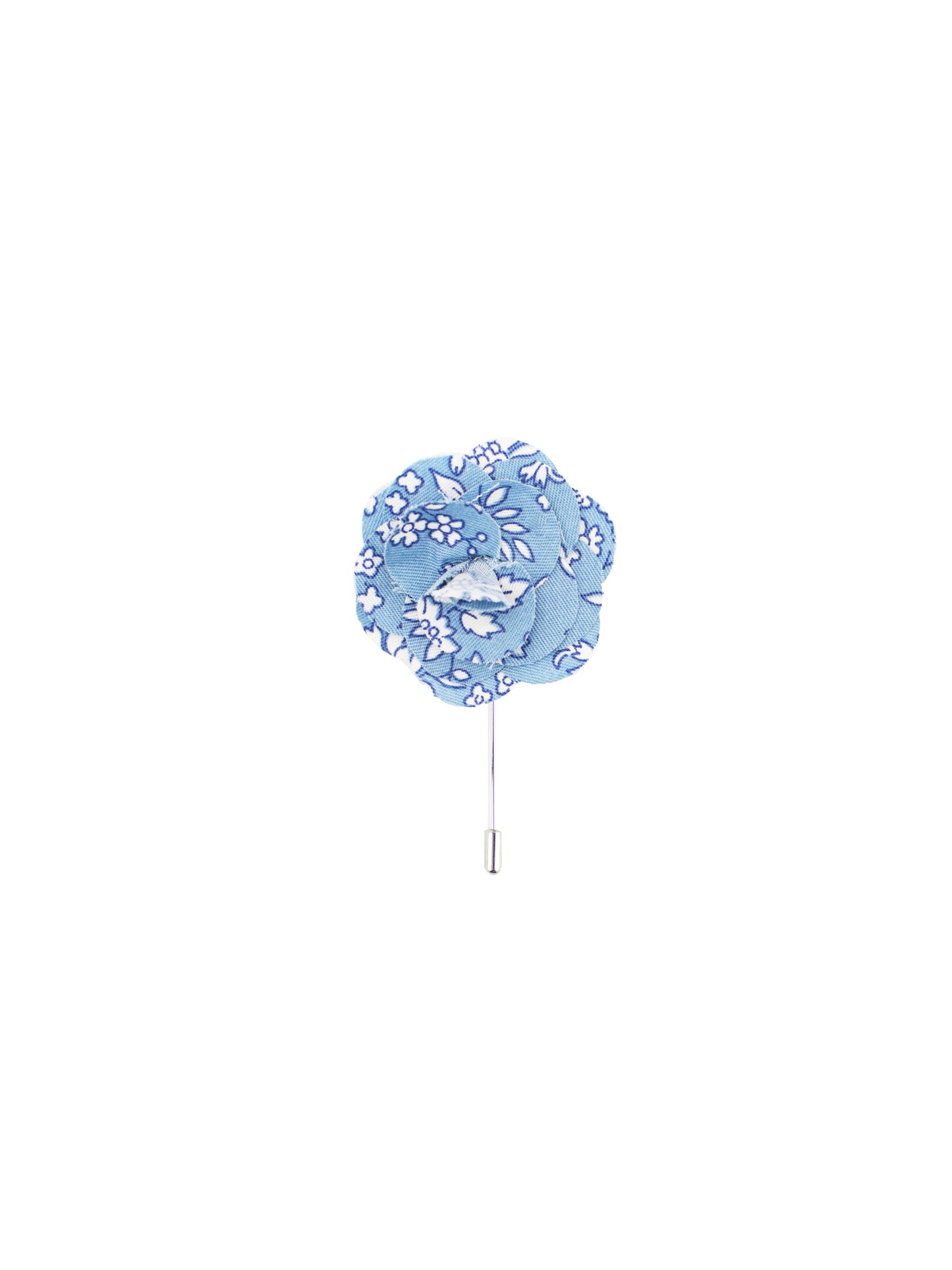 Blue & White Floral Lapel Pin