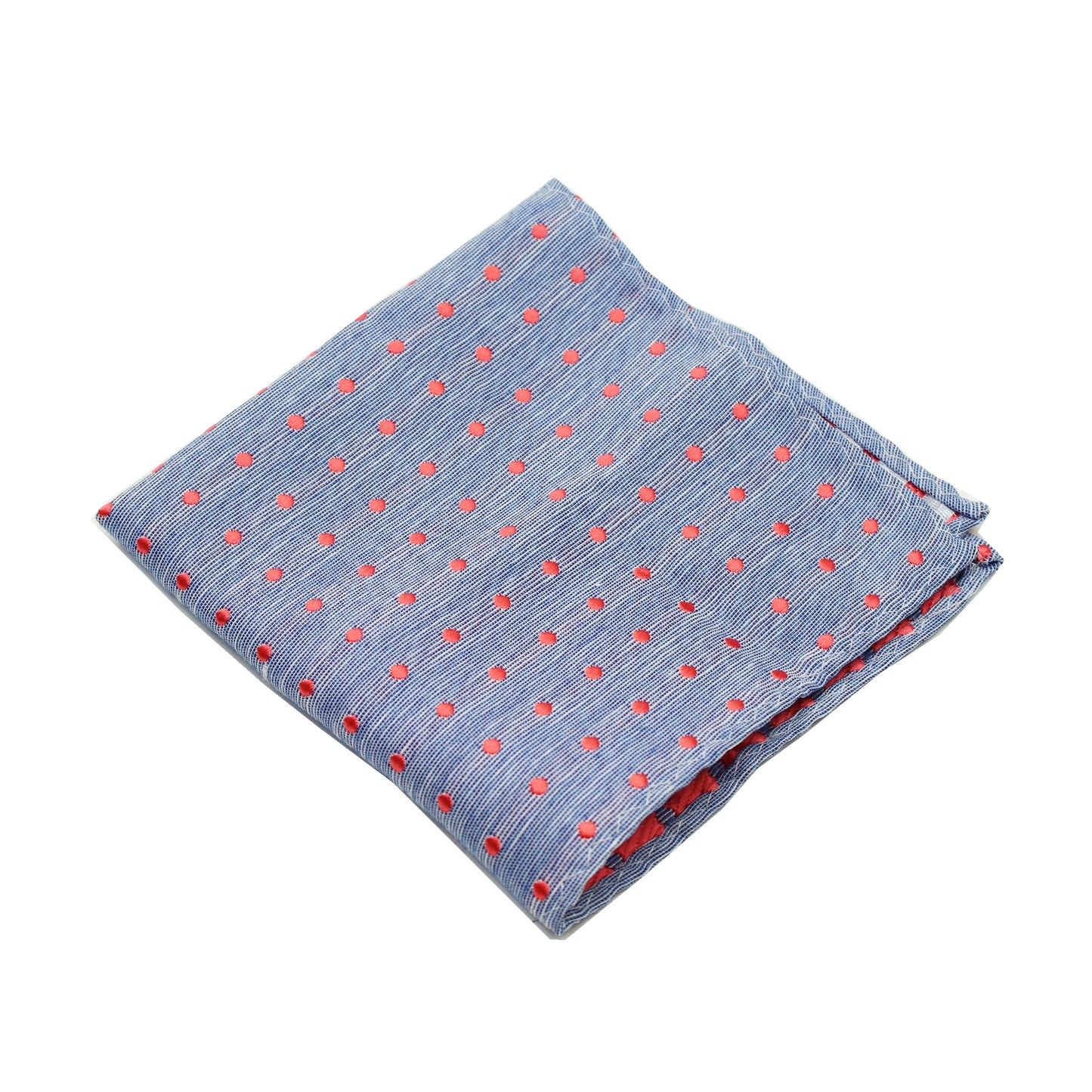 Blue & Coral Polkadot Pocket Square