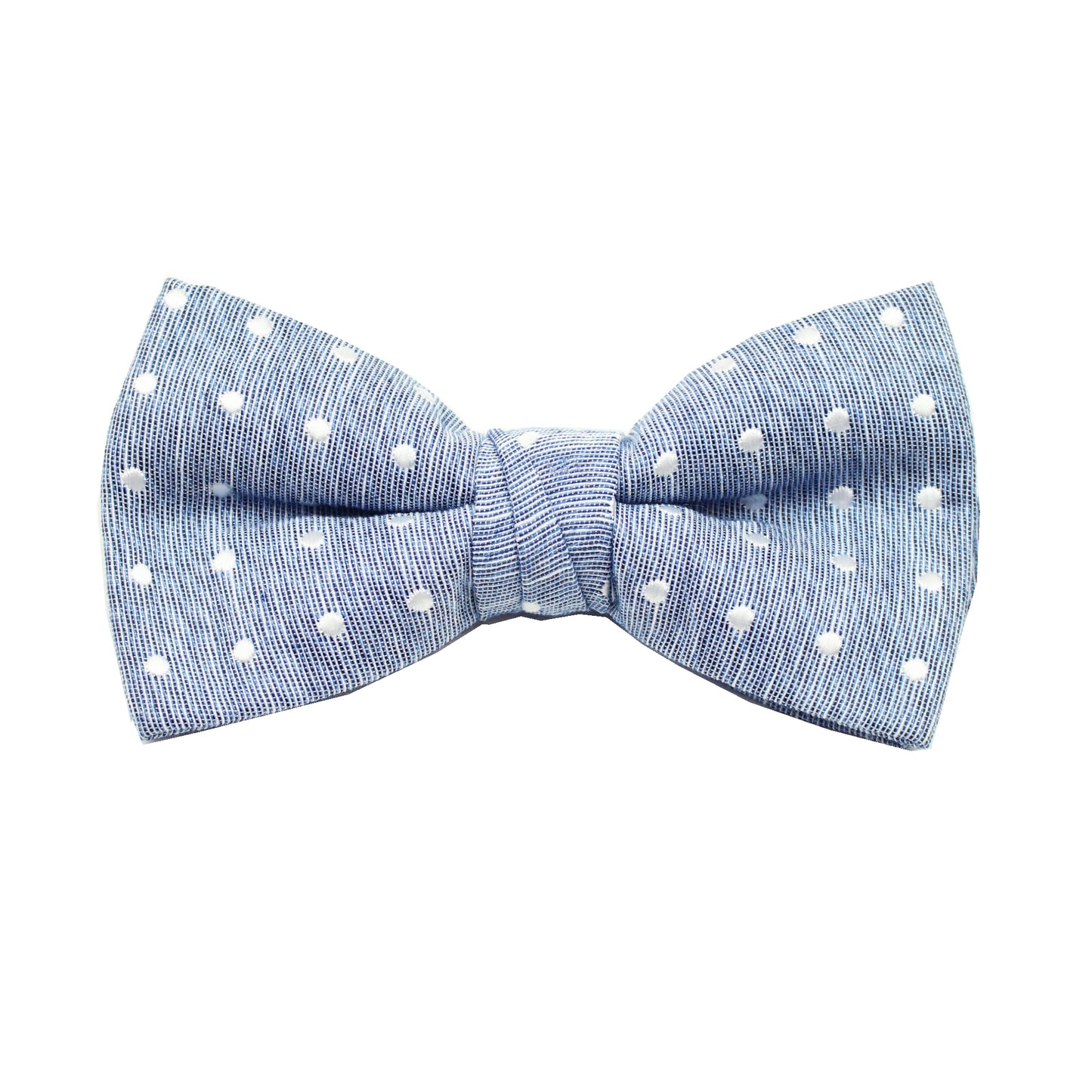 Blue & White Polkadot Pre Tie Bow Tie & Pocket Square Set