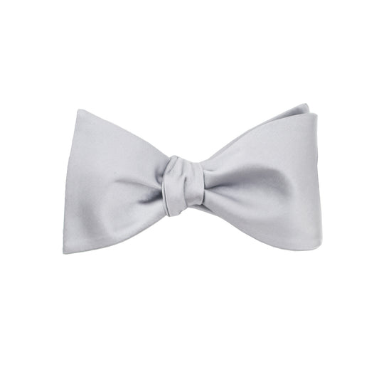 Silver Satin Self Tie Bow  Tie
