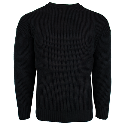 Cable Crew Neck- Black