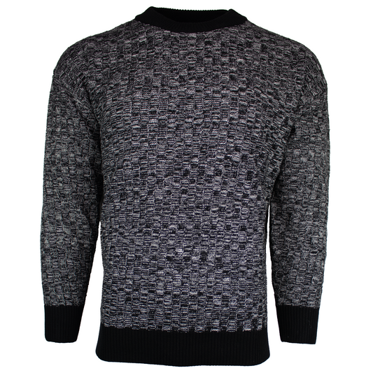Cable Crew Neck- Black & Cream