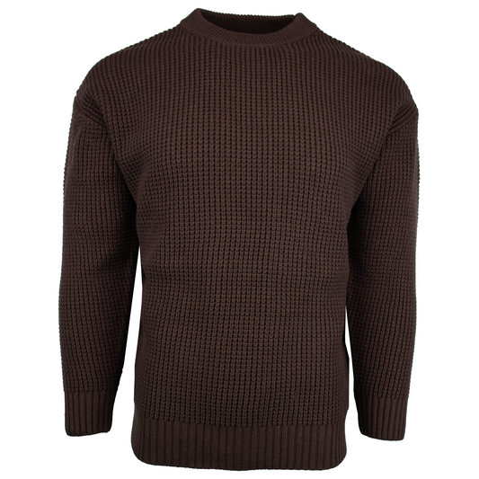 Cable Crew Neck- Brown