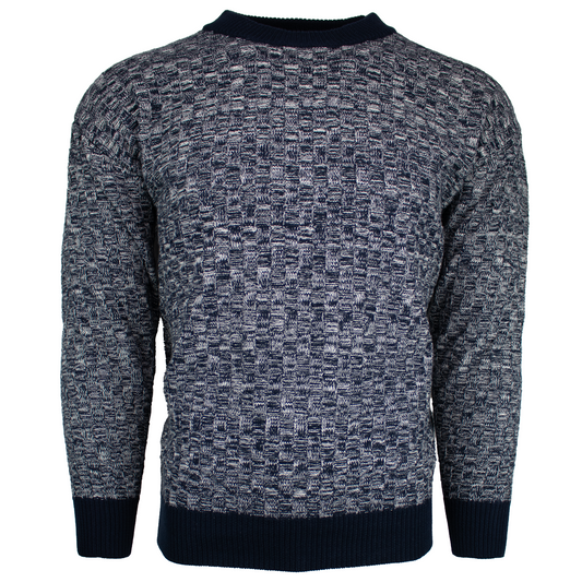 Cable Crew Neck- Navy & Cream