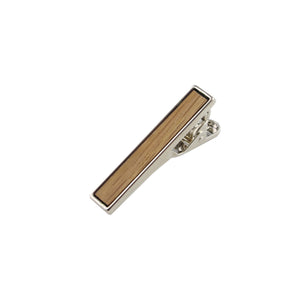 Ash Wooden Inlay-Silver Tie Bar from DIBI