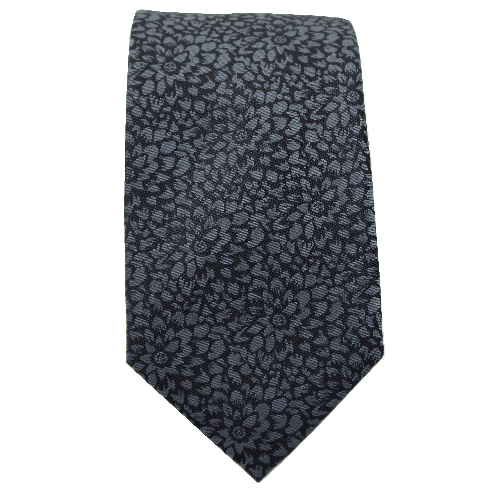 Black & Silver Floral Tie