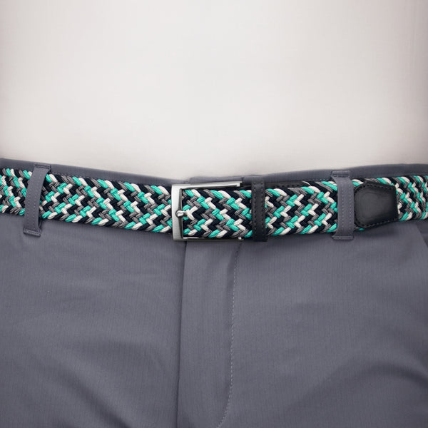 Aqua, White, Black, & Grey Elastic Belt