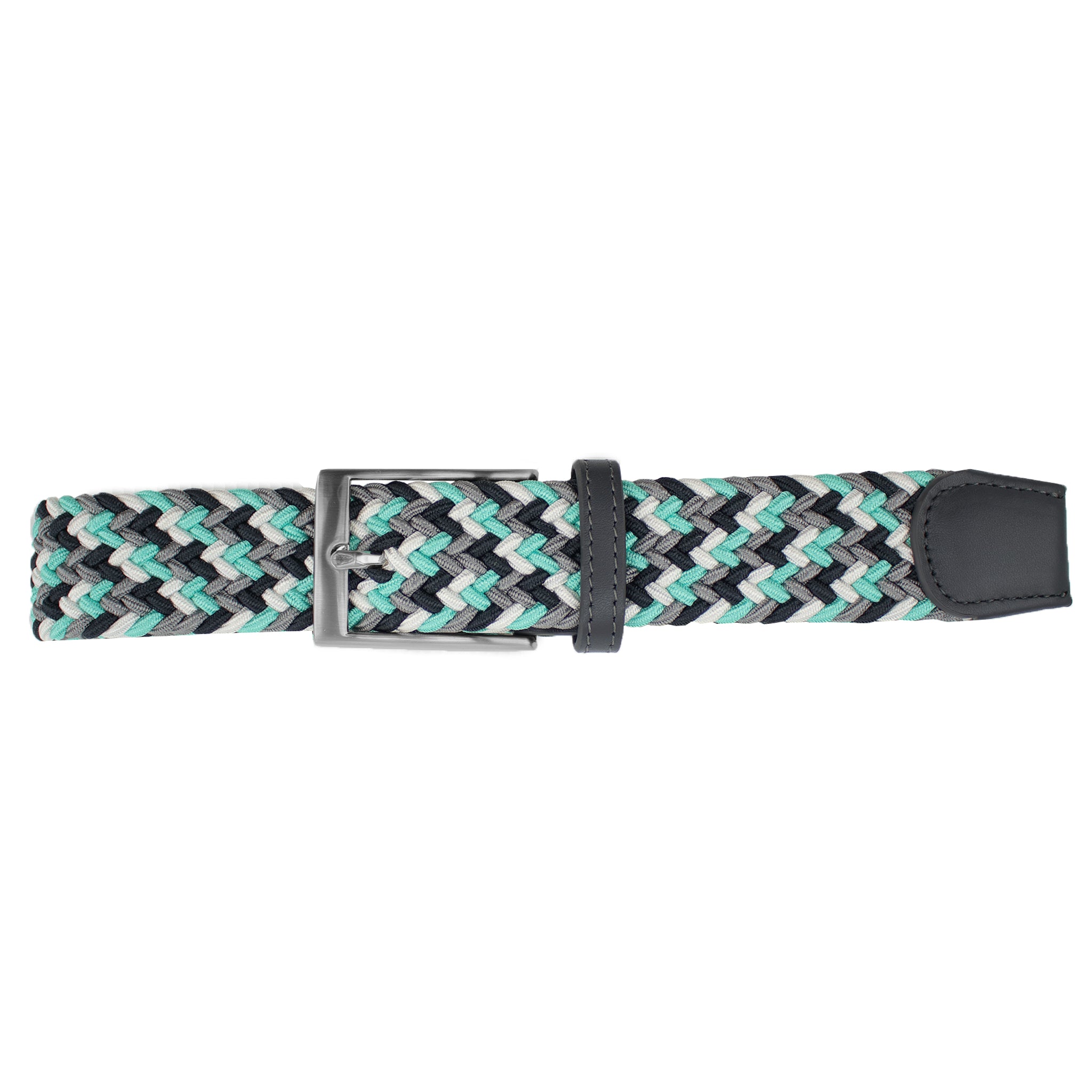 Aqua, White, Black, & Grey Elastic Belt