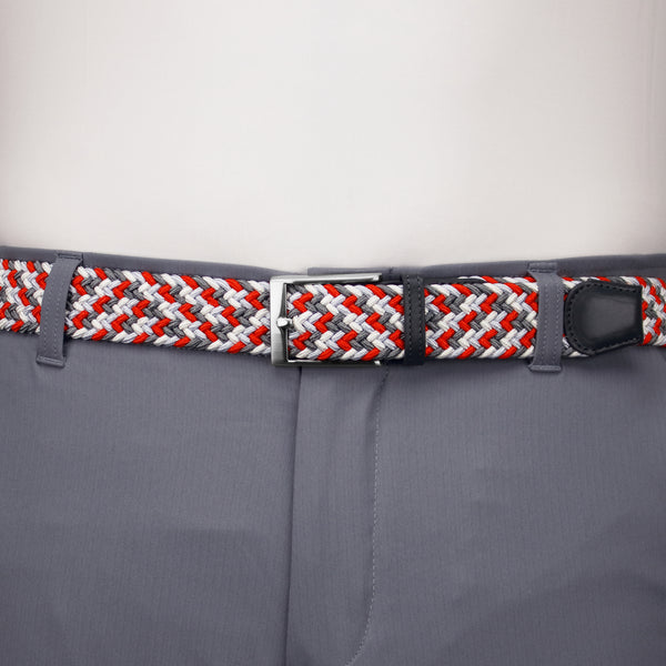 Red, White, Light Grey, & Charcoal Elastic Belt