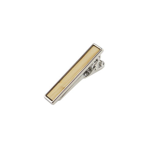 Bamboo Wooden Inlay-Silver Tie Bar from DIBI