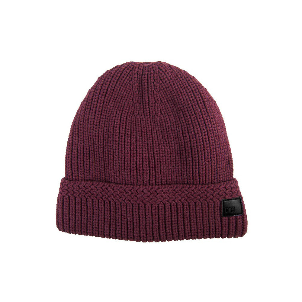Burgundy Cable Knit Fur Lined Beanie from DIBI