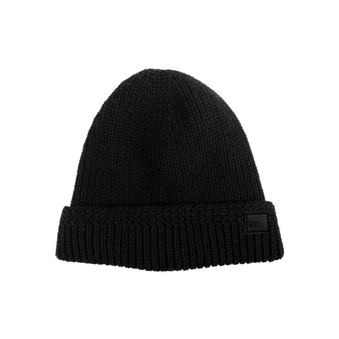 Black Cable Knit Fur Lined Beanie from DIBI
