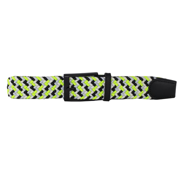 Black, White, Neon Yellow, & Silver Elastic Belt