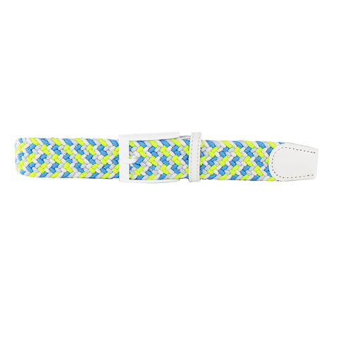 Neon Blue, White, Silver, & Neon Green Elastic Belt