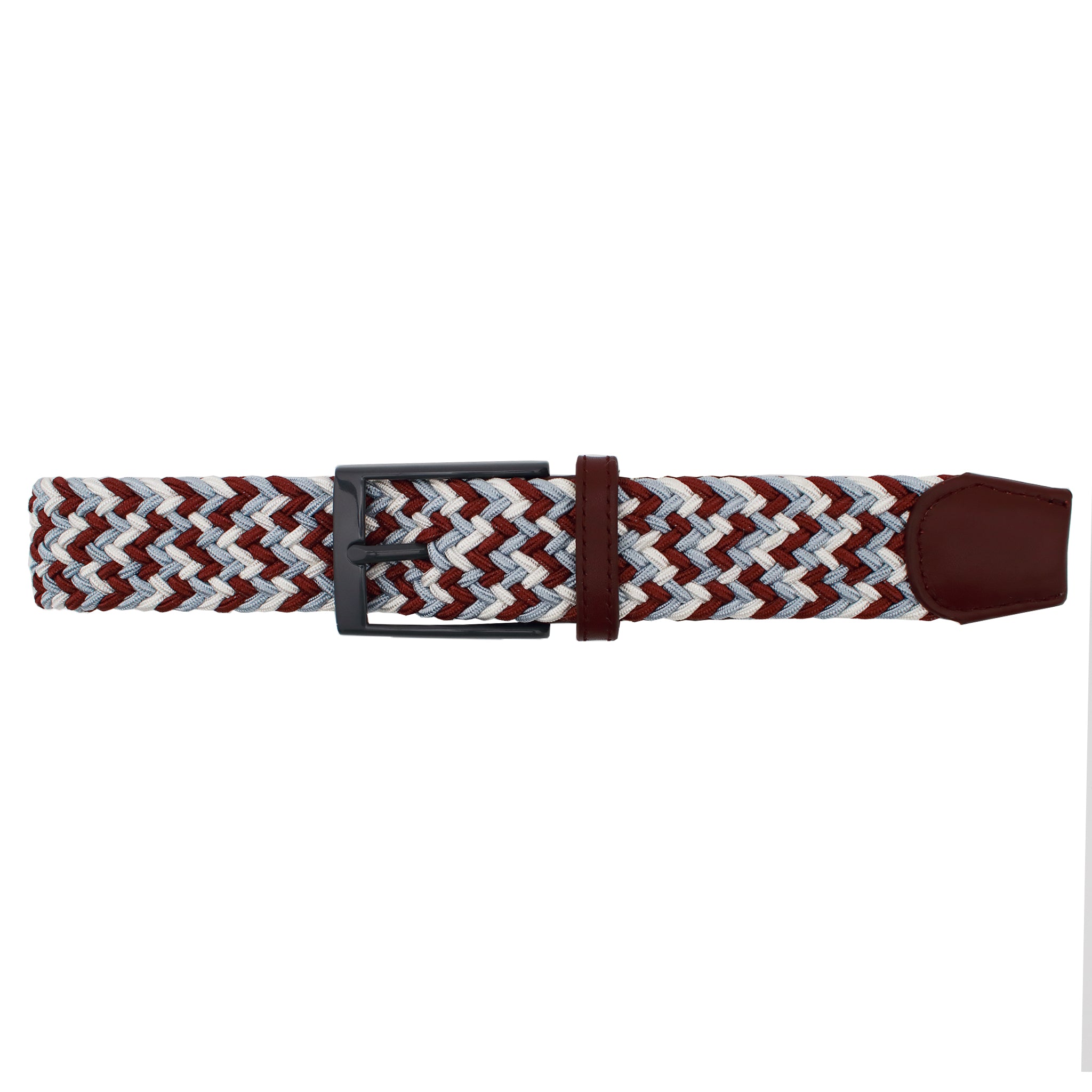 Maroon, Silver, & White Elastic Belt