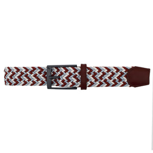 Maroon, Silver, & White Elastic Belt