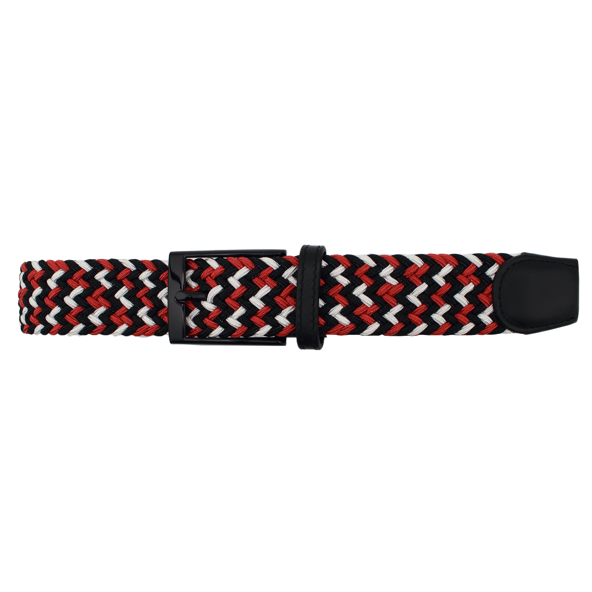 2 Black Red Ecru Stripe Custom Elastic Belt 