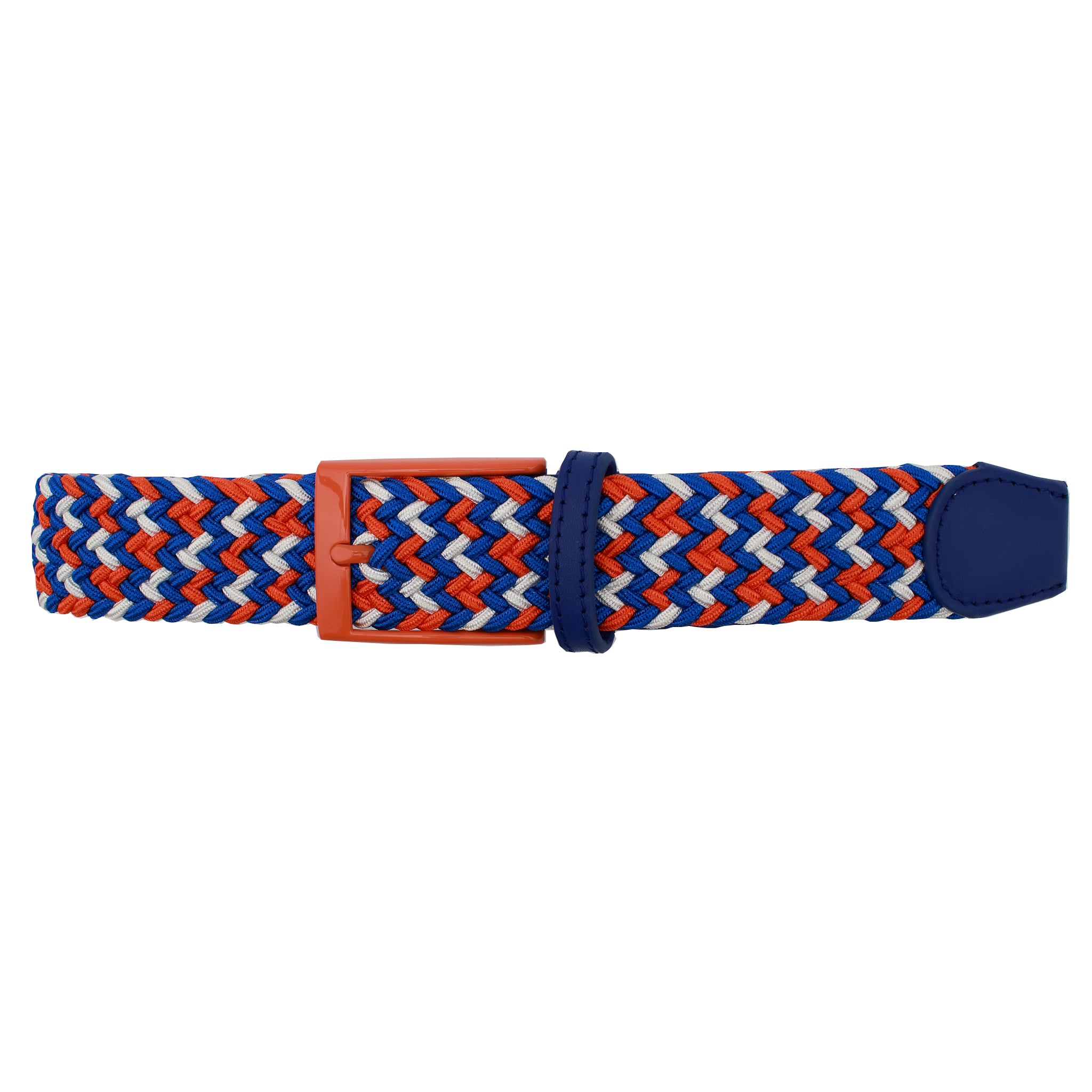 Woven Elastic Blue Belt with Sky-Blue and Beige Pattern
