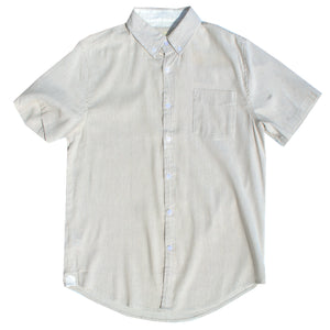 Beige & White Pinstripe Cotton Linen Shirt