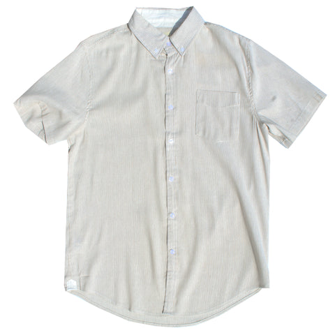 Beige & White Pinstripe Cotton Linen Shirt