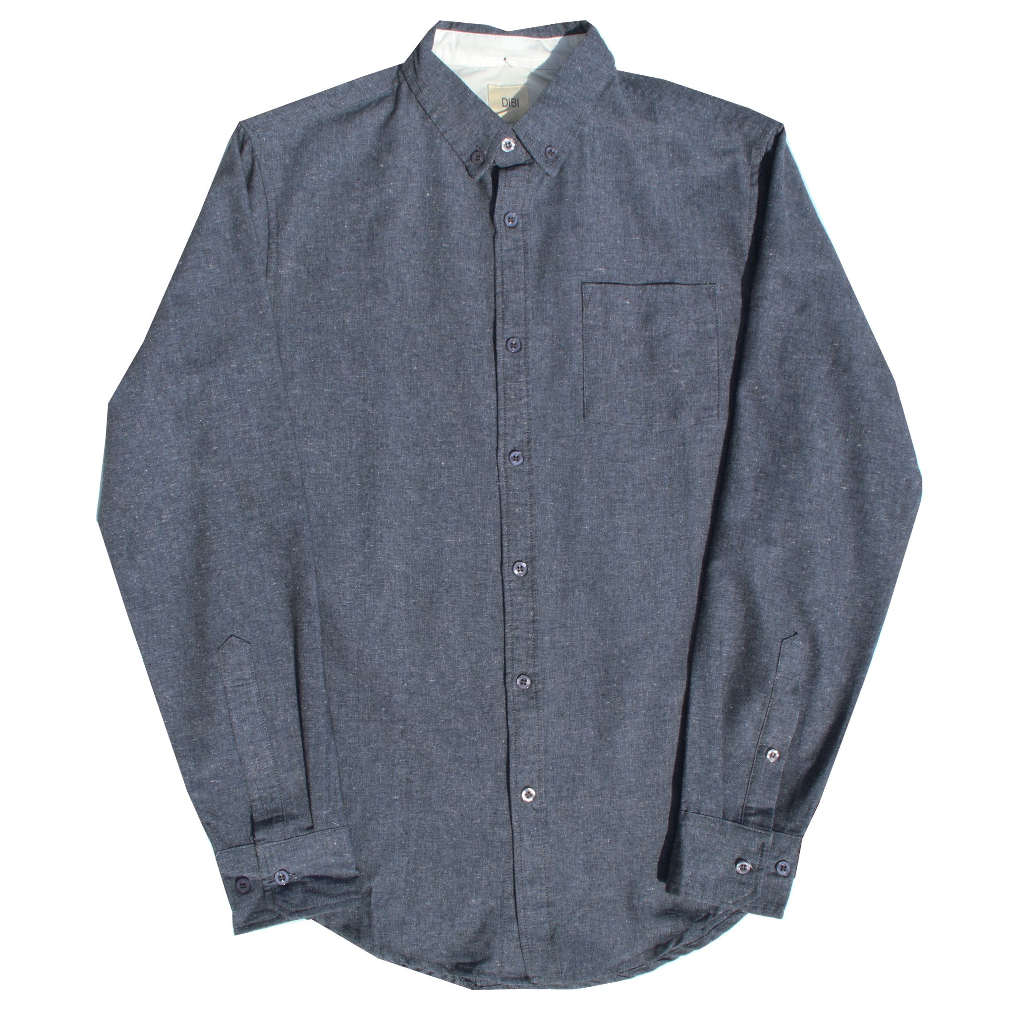 Heathered Dark Blue Cotton Linen Shirt