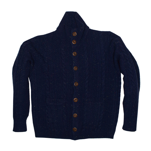 Navy Donegal Cardigan Sweater