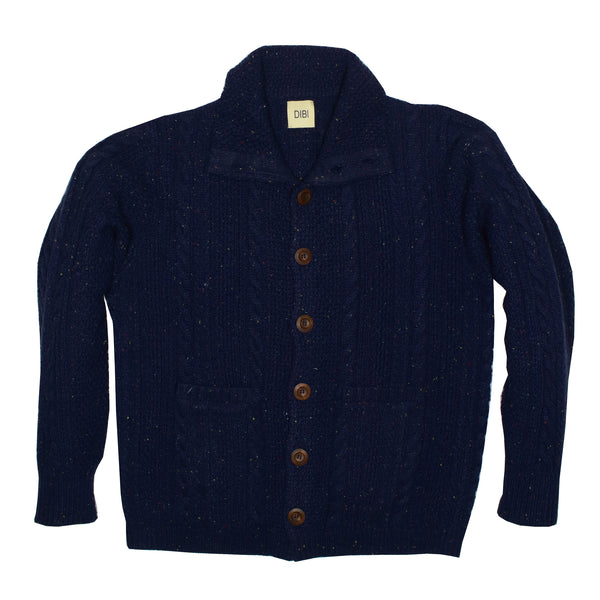Navy Donegal Cardigan Sweater