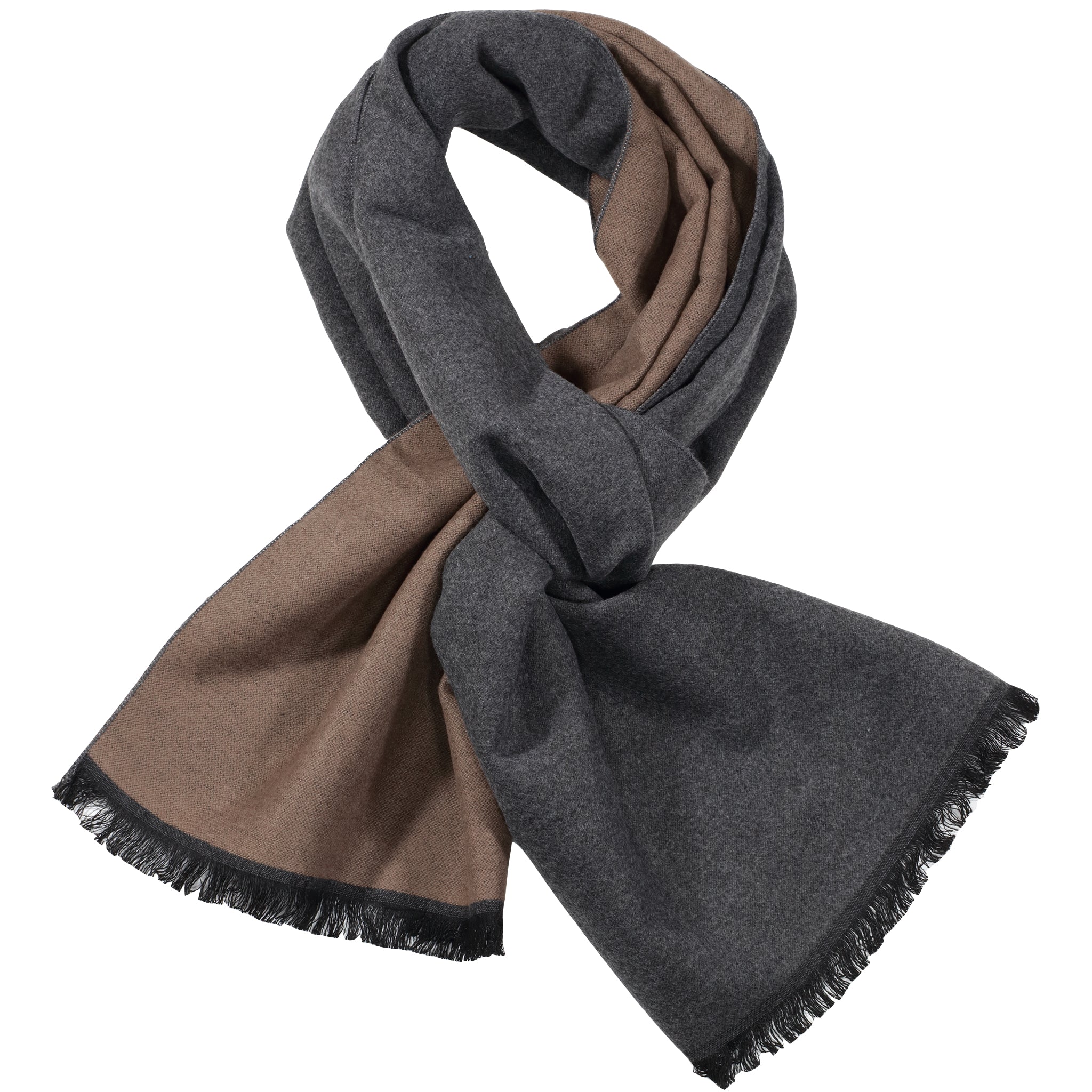 Grey & Brown Solid Scarf