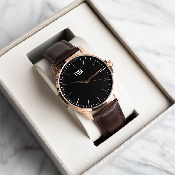 Rose Gold & Black Classic Timepiece