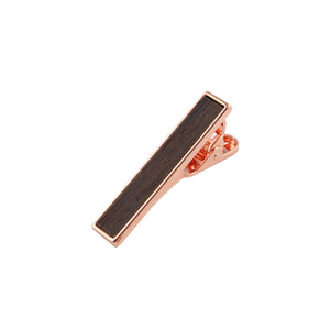 Ebony Wooden Inlay-Rose Gold Tie Bar from DIBI