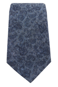 Navy & Dark Blue Paisley Chambray Tie