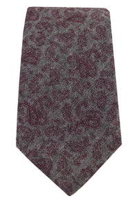 Burgundy & Grey Paisley Chambray Tie