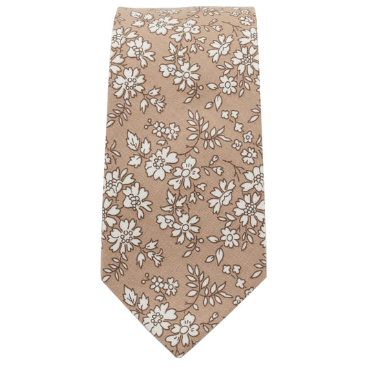 Beige & White Floral Tie