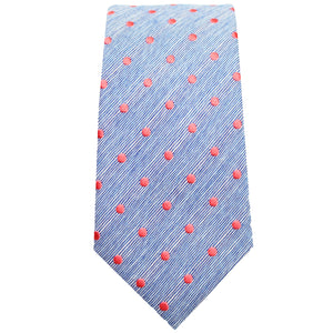 Blue & Coral Polkadot Tie