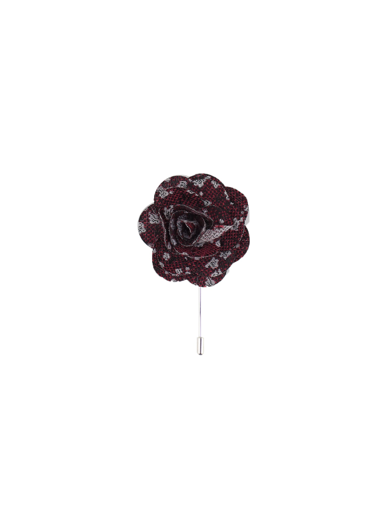 Burgundy & Silver Floral Lapel Pin