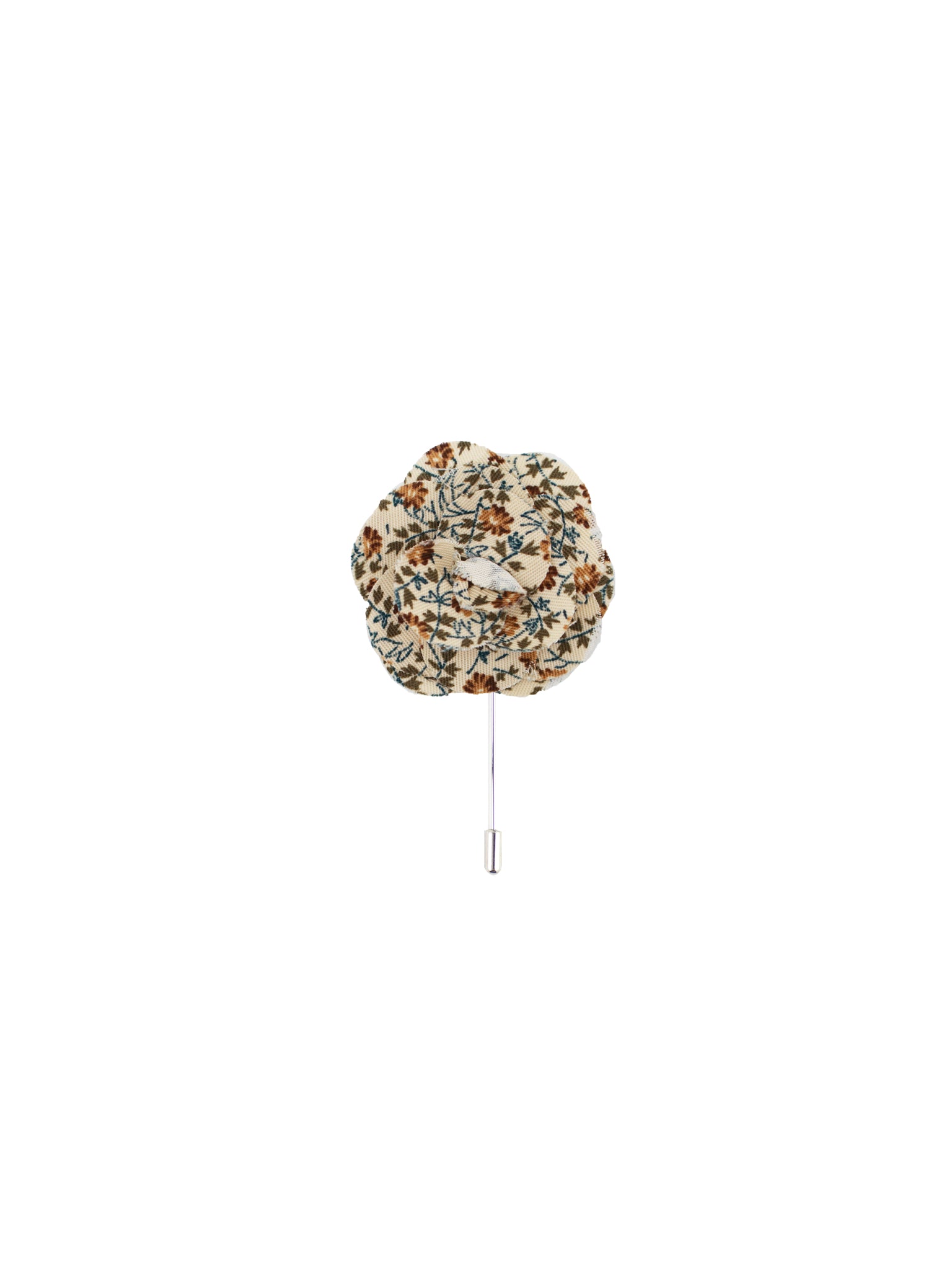 Beige & Brown Floral Lapel Pin