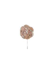 Beige & White Floral Lapel Pin