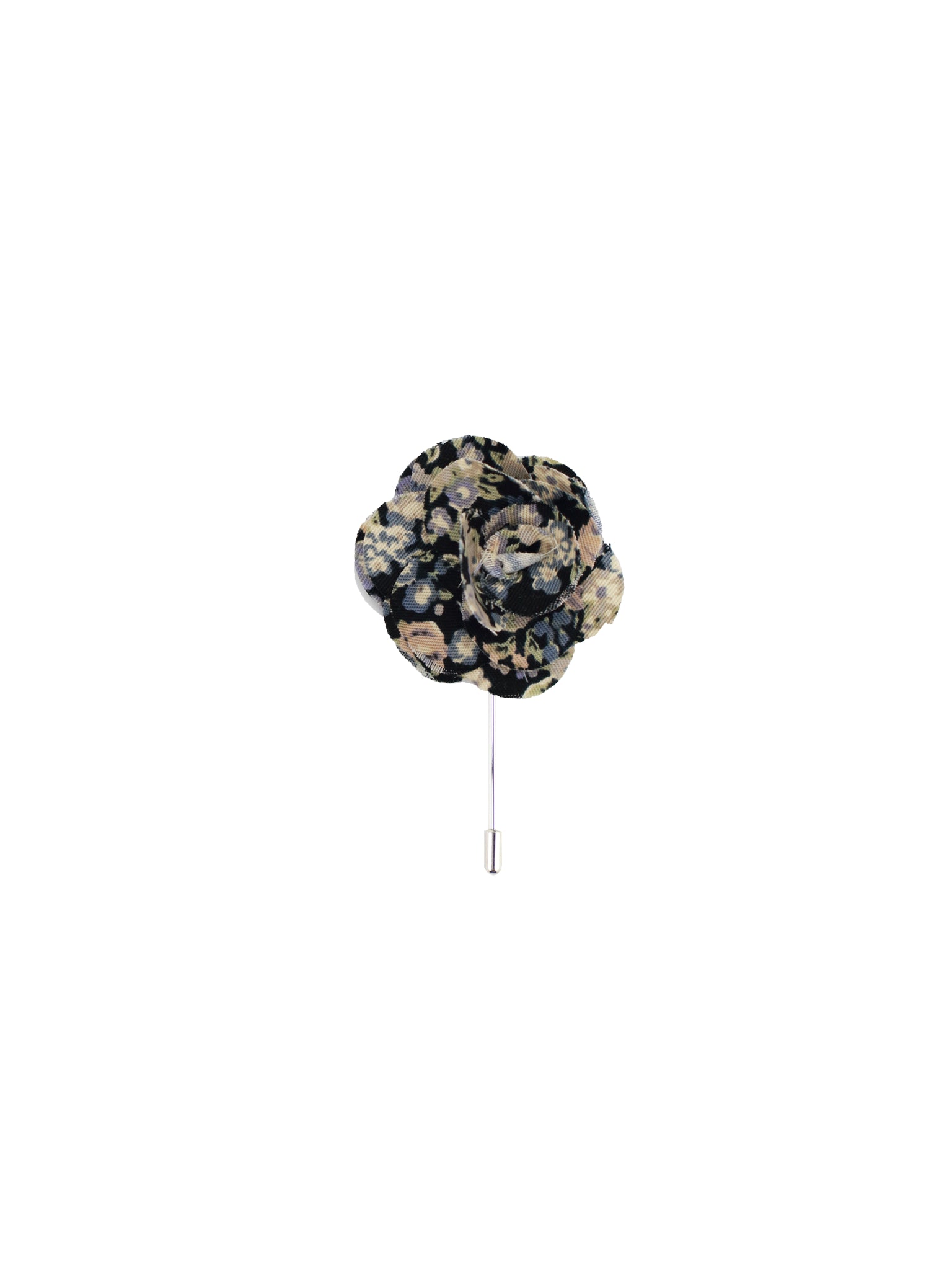 Black, Blue, & Ivory Multi Floral Lapel Pin