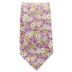 Purple Micro Floral Print Cotton Tie