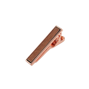 Macaranduba Wooden Inlay-Rose Gold Tie Bar from DIBI