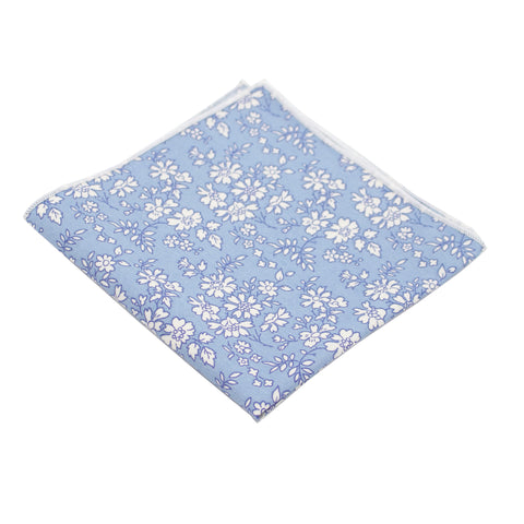 Blue & White Floral Pocket Square