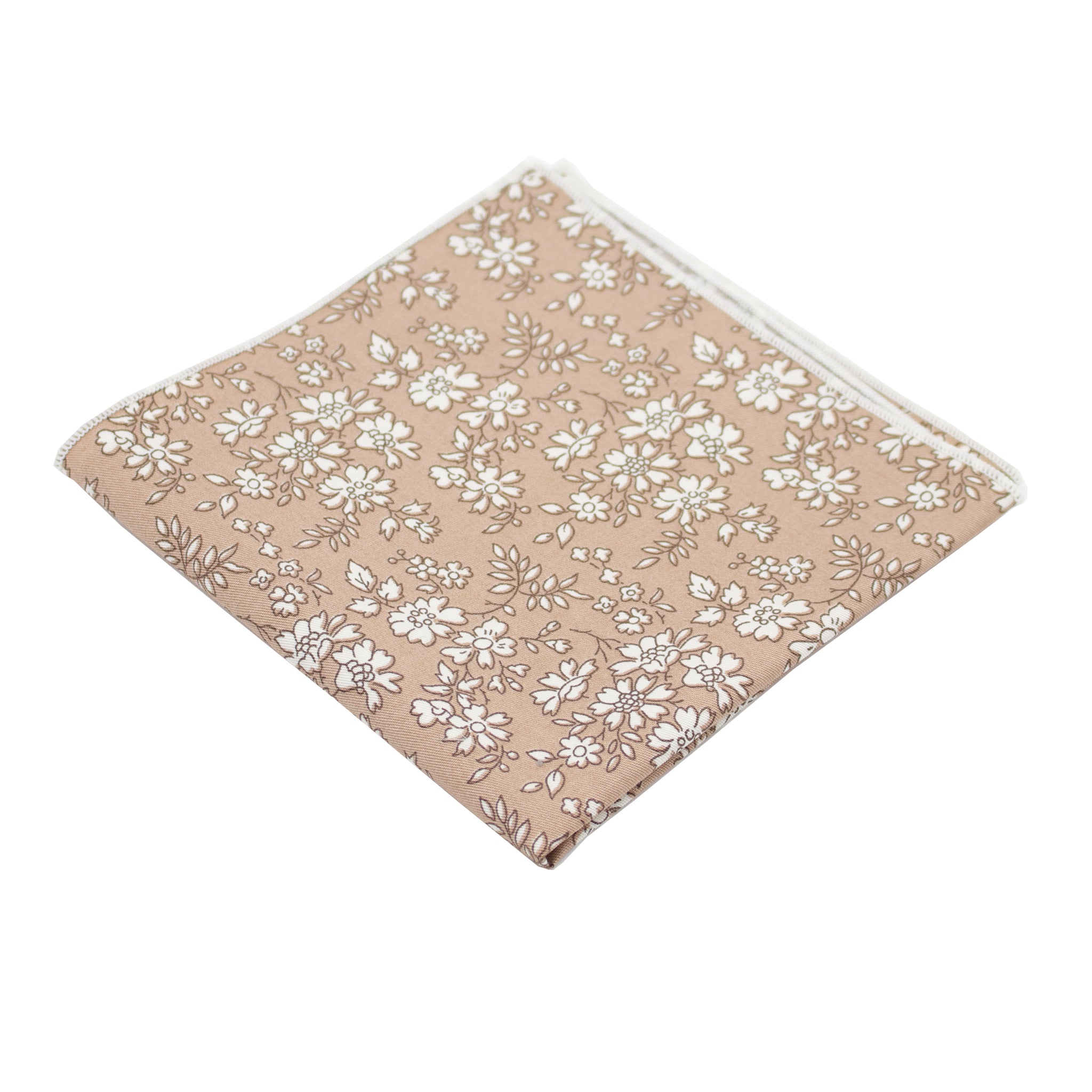 Beige & White Floral Pocket Square