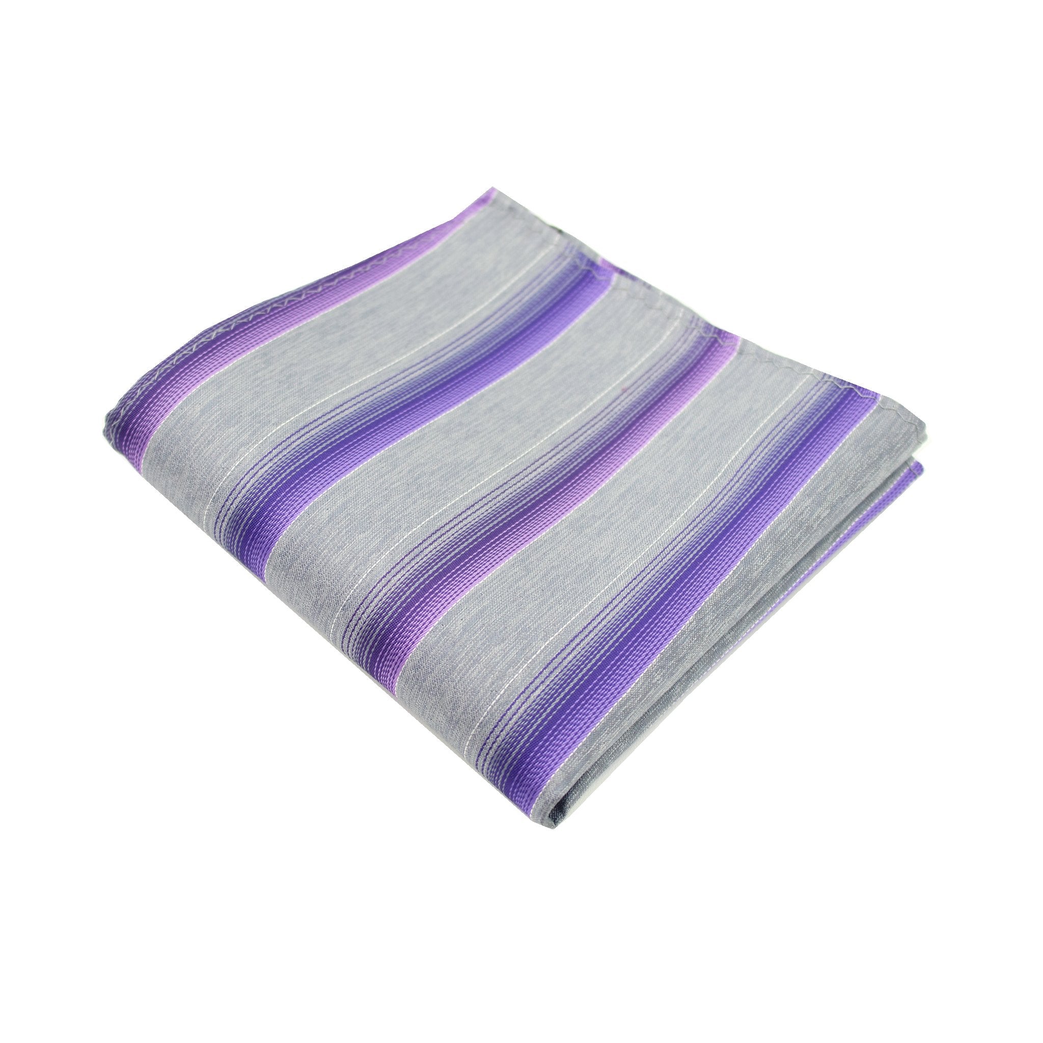 Purple & Silver Striped Pocket Square