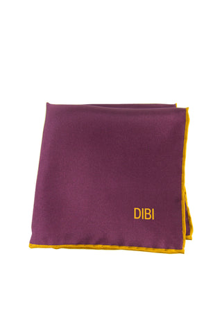 100% Silk Burgundy Pocket Square W/ Gold Trim