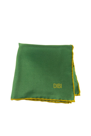 100% Silk Green Pocket Square W/ Gold Trim