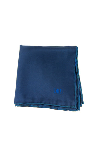 100% Silk Navy Pocket Square W/ Royal Blue Trim